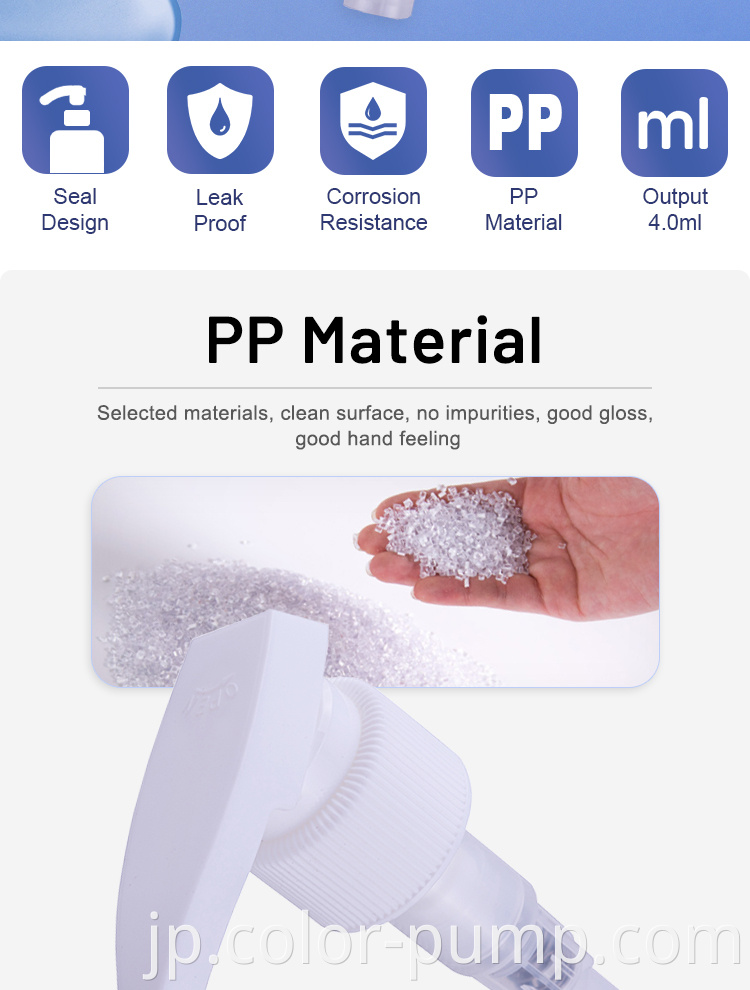 プラスチック液体石鹸ポンプ手サニタライザーポンプホワイトローションポンプ